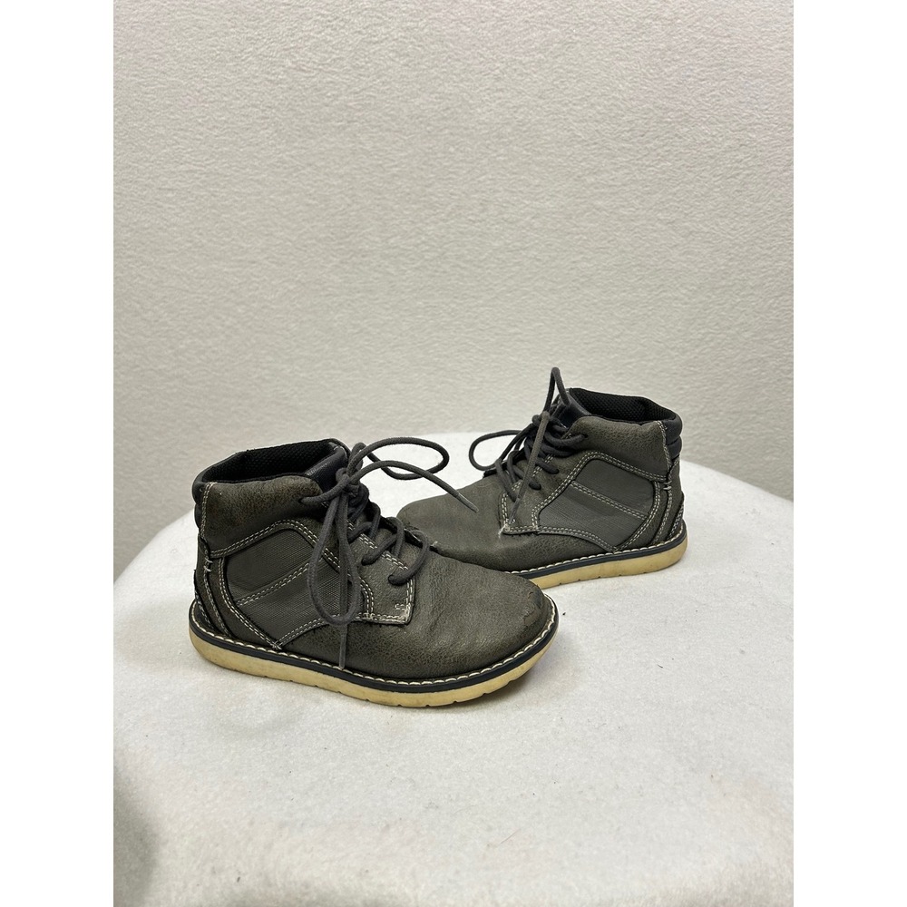 Sonoma Goods for Life Boys Ankle Boots Size 12 Gray Lace Up Faux Leather Rugged‎